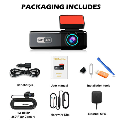UHD 4K WiFi Dash Cam With Night Vision And Parking Monitor 8