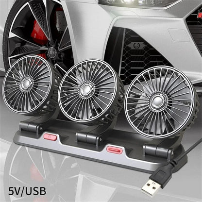 Adjustable MultiHead Car Fan With USB Or 12V Power 11