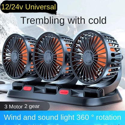 Adjustable MultiHead Car Fan With USB Or 12V Power 1