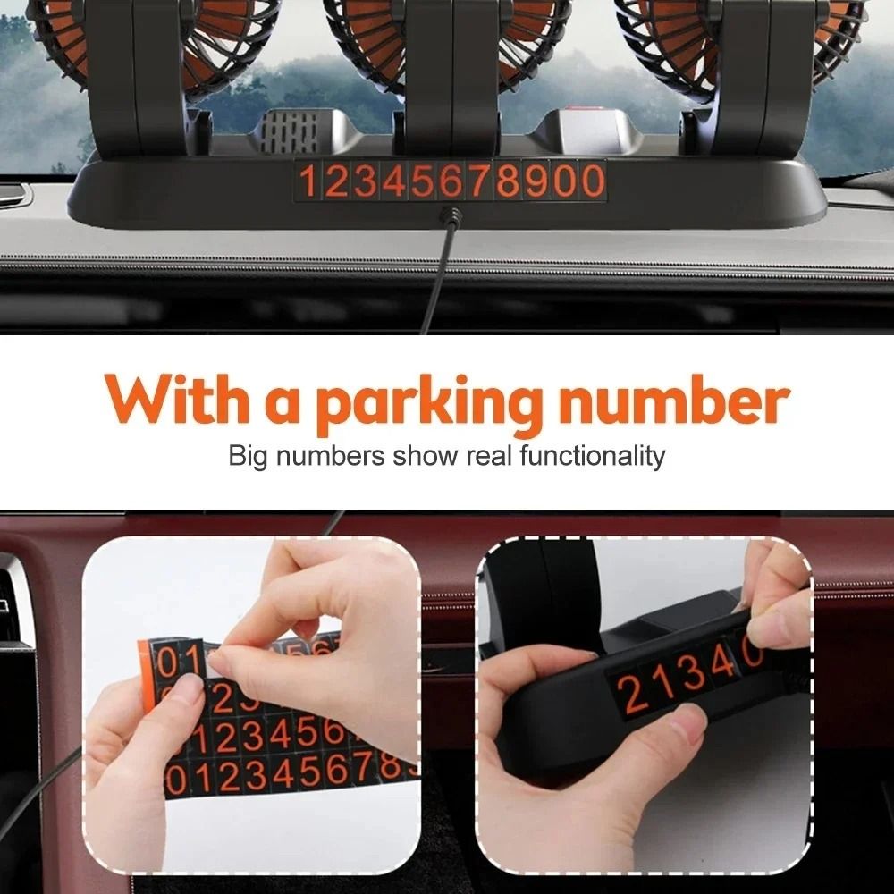 Adjustable MultiHead Car Fan With USB Or 12V Power 5