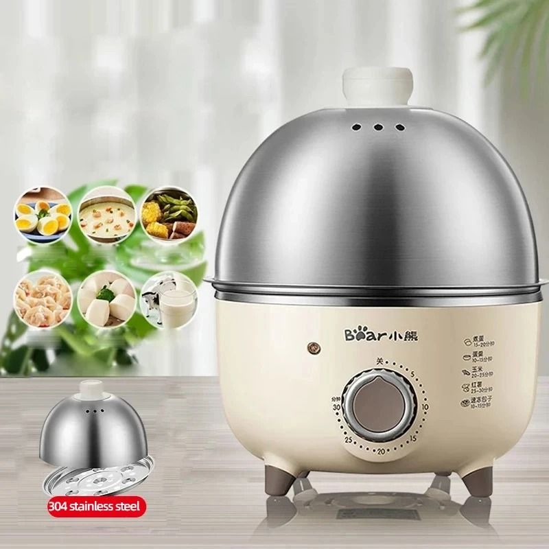 360W Electric Egg Boiler with Timer and Steamer Tray