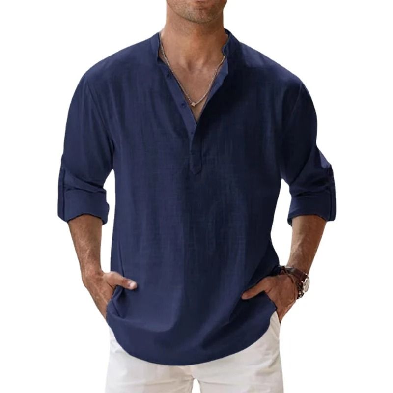 Lightweight Cotton Linen Long Sleeve Shirt For Men 9