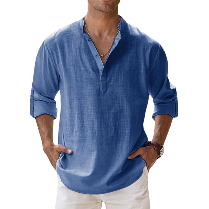 Lightweight Cotton Linen Long Sleeve Shirt For Men 3