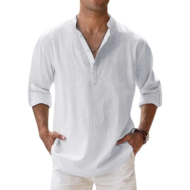 Lightweight Cotton Linen Long Sleeve Shirt For Men 6