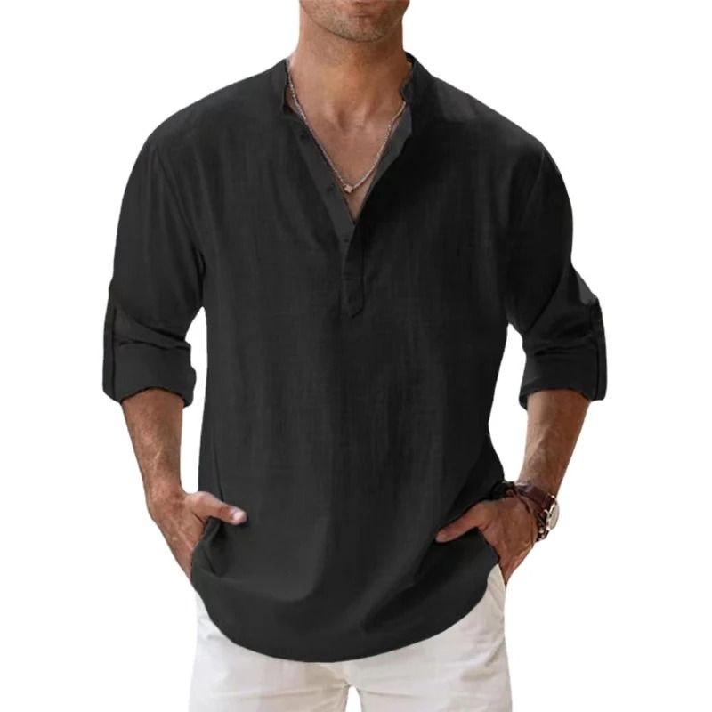 Lightweight Cotton Linen Long Sleeve Shirt For Men 8