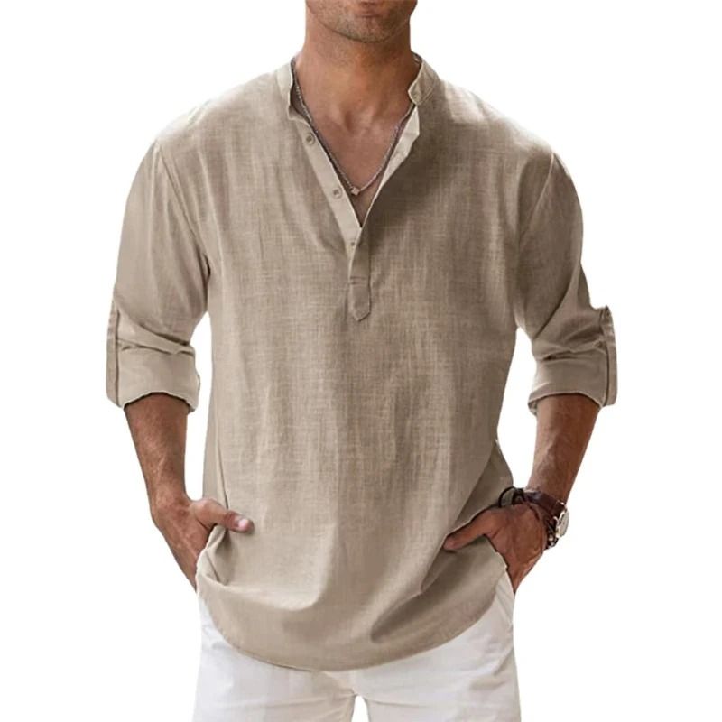 Lightweight Cotton Linen Long Sleeve Shirt For Men 12