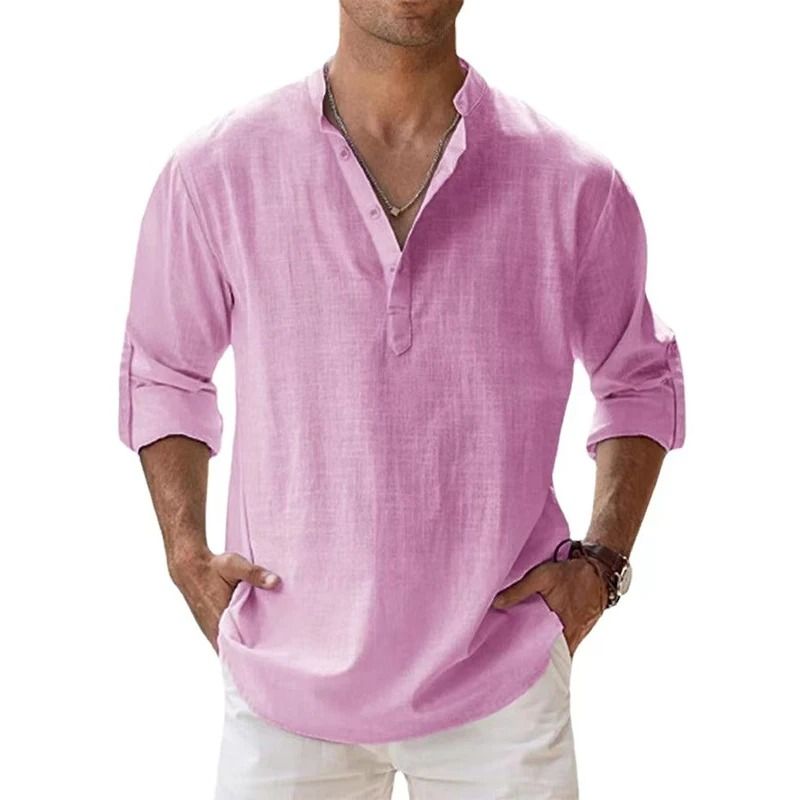 Lightweight Cotton Linen Long Sleeve Shirt For Men 13