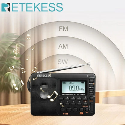 Portable Multi-Band Radio with USB Recording and Speaker