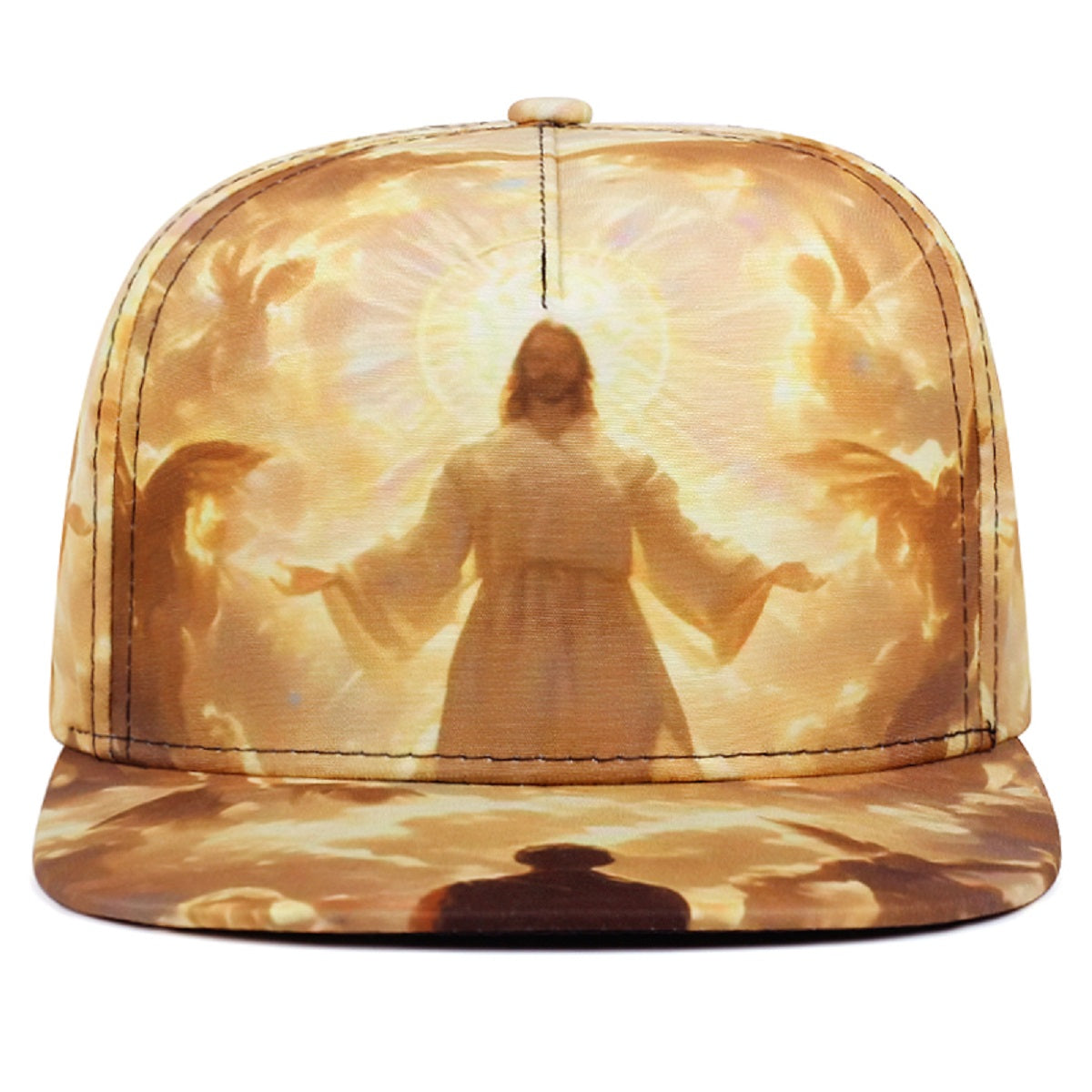 Jesus Print HipHop Hat for Men, Personalized Flat Brim Cap, Stylish Daily Casual Sunshade Baseball Hat for Women