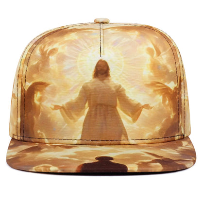 Jesus Print HipHop Hat for Men, Personalized Flat Brim Cap, Stylish Daily Casual Sunshade Baseball Hat for Women