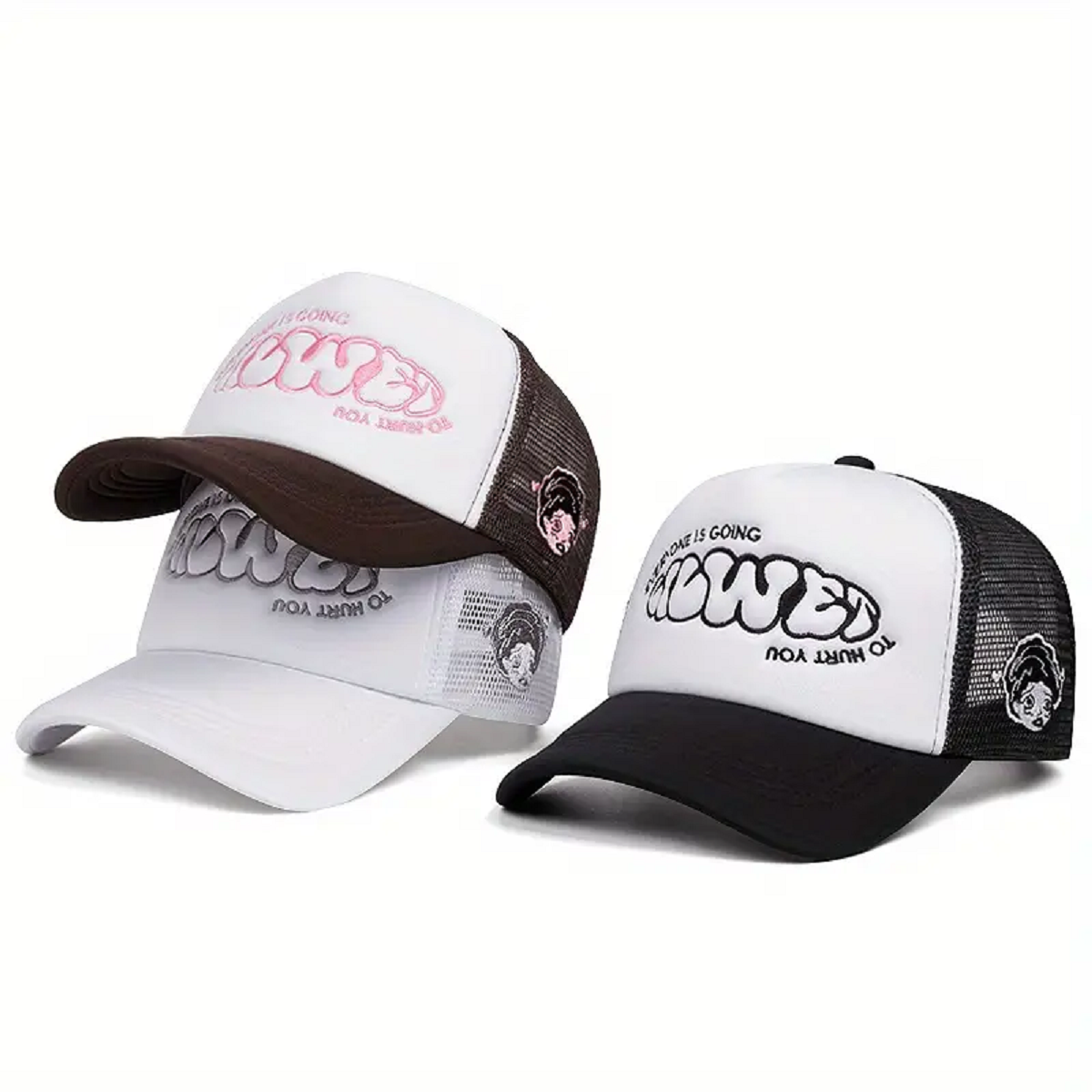 Personalized Women Mesh Hat GOING Side Design, Leisure Sunshade Hat, HipHop Unisex Street Skateboarding Baseball Cap