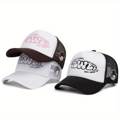 Personalized Women Mesh Hat GOING Side Design, Leisure Sunshade Hat, HipHop Unisex Street Skateboarding Baseball Cap