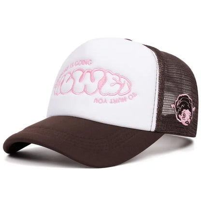 Personalized Women Mesh Hat GOING Side Design, Leisure Sunshade Hat, HipHop Unisex Street Skateboarding Baseball Cap