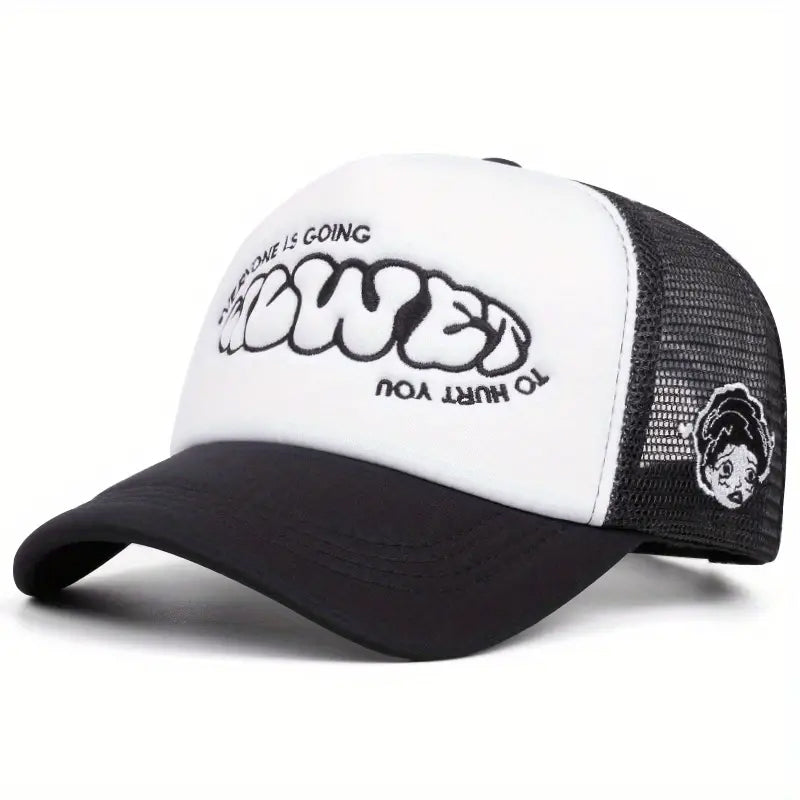 Personalized Women Mesh Hat GOING Side Design, Leisure Sunshade Hat, HipHop Unisex Street Skateboarding Baseball Cap