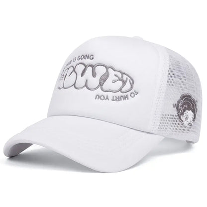 Personalized Women Mesh Hat GOING Side Design, Leisure Sunshade Hat, HipHop Unisex Street Skateboarding Baseball Cap