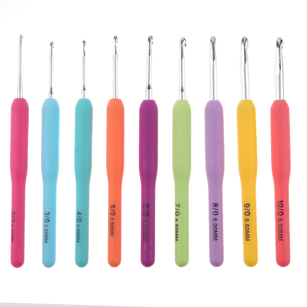 Premium Aluminum Crochet Hooks Kit with Storage Bag, Soft Ergonomic Handle Yarn Weaving Needles Set for Sewing, Knitting