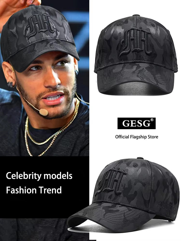 Mens Camouflage Tactical Baseball Cap, Embroidered Military Cap, All-Season Fashion Hard Top Hat