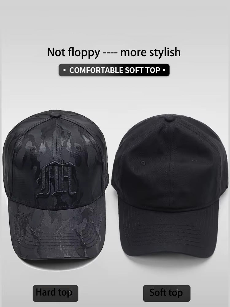 Mens Camouflage Tactical Baseball Cap, Embroidered Military Cap, All-Season Fashion Hard Top Hat