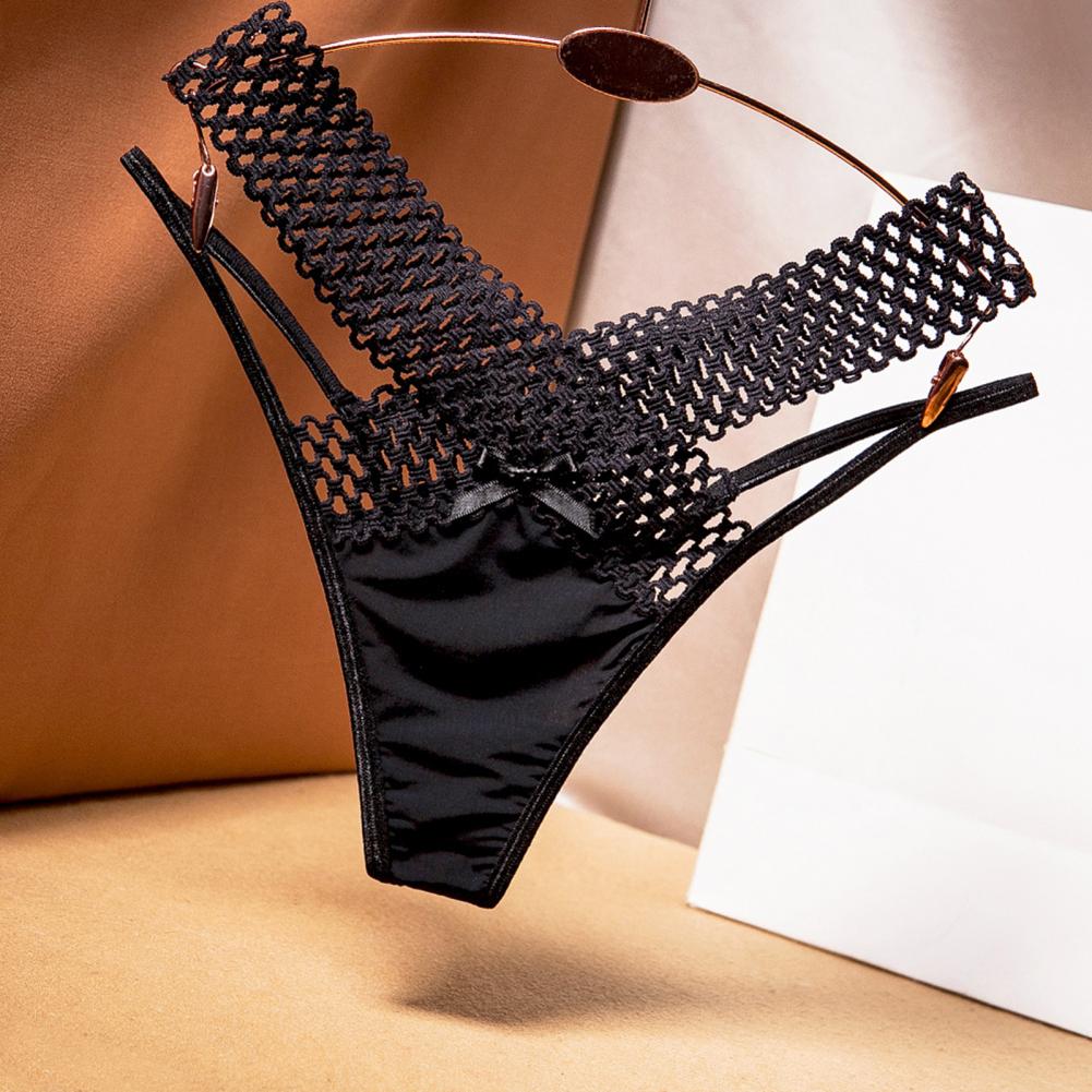 Women Panties Low Waist Hollowed Out See Through Cross Belt French Style Ladies Sling Thong Sexy Lingerie
