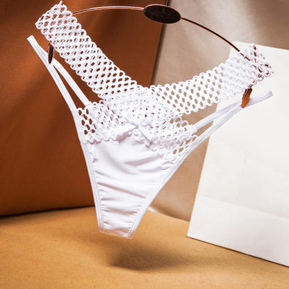 Women Panties Low Waist Hollowed Out See Through Cross Belt French Style Ladies Sling Thong Sexy Li 1