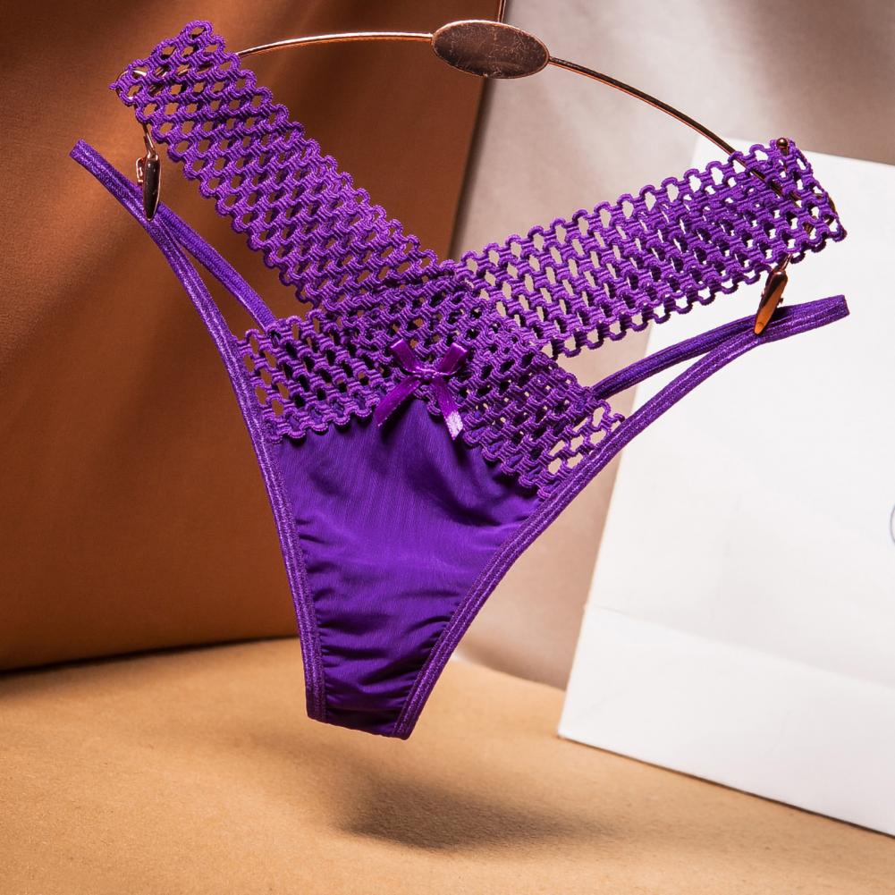 Women Panties Low Waist Hollowed Out See Through Cross Belt French Style Ladies Sling Thong Sexy Li 2