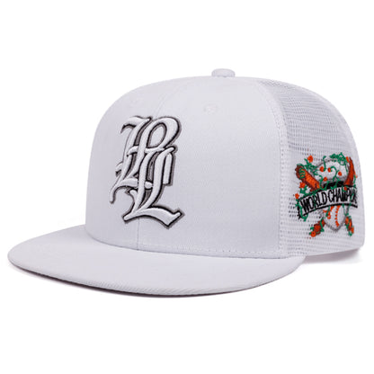 LPL Embroidered Flat Edge Mesh Hat, Fashion Baseball Cap for Men, Women, Hip Hop Style, Outdoor Sun Protection Hat