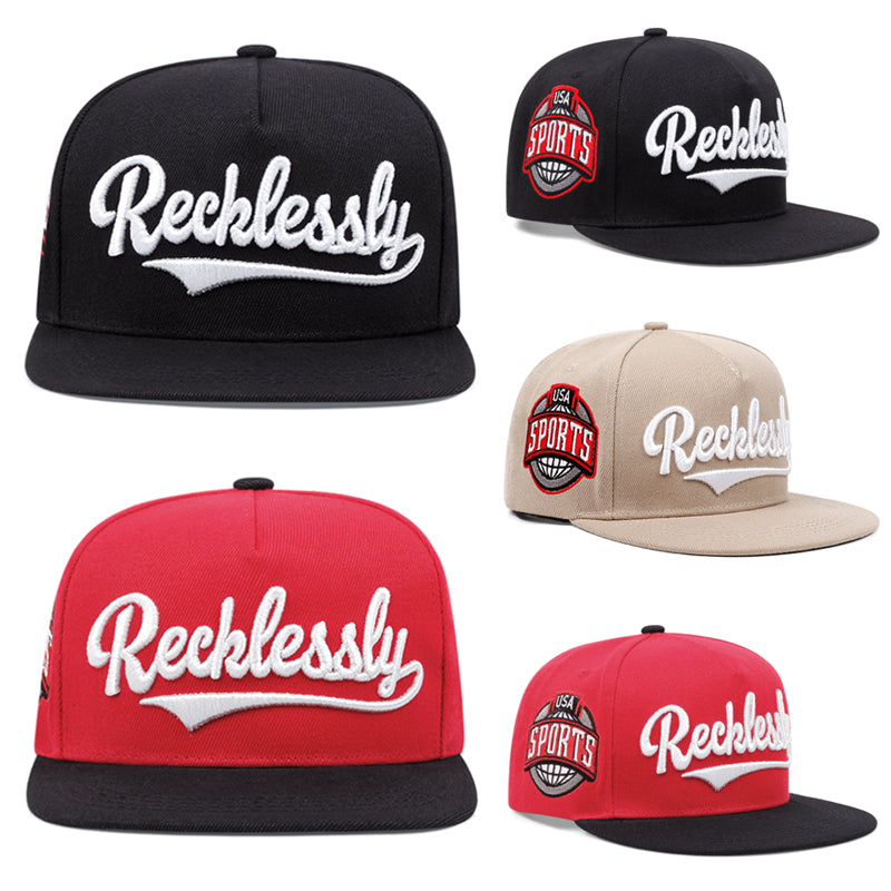 REEK Side Embroidered Baseball Cap, HipHop Flat Edge Hat, Outdoor Sports Leisure Sun Hat for Men and Women
