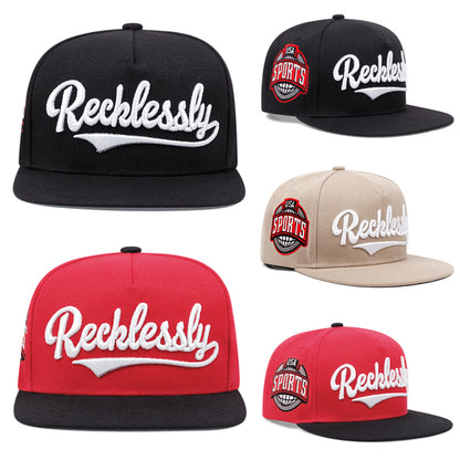REEK Side Embroidered Baseball Cap, HipHop Flat Edge Hat, Outdoor Sports Leisure Sun Hat for Men and Women