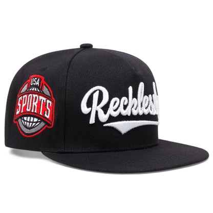 REEK Side Embroidered Baseball Cap, HipHop Flat Edge Hat, Outdoor Sports Leisure Sun Hat for Men and Women