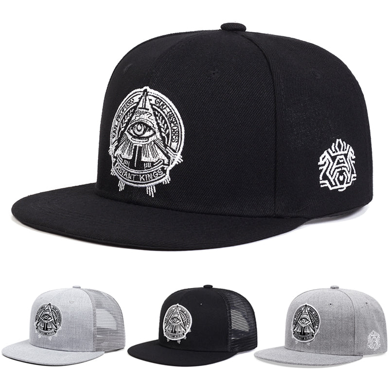 Street Style Eye of God Mesh Hat, Flat Edge Baseball Cap for Men and Women, Outdoor Fashion HipHop Hat
