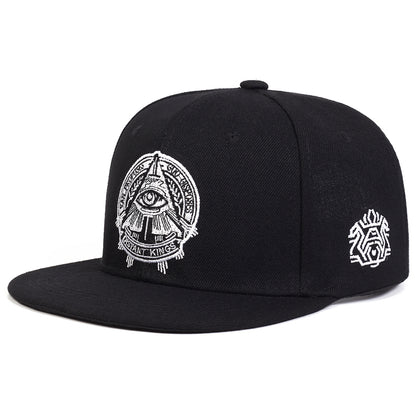 Street Style Eye of God Mesh Hat, Flat Edge Baseball Cap for Men and Women, Outdoor Fashion HipHop Hat