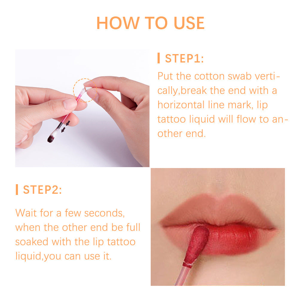 Cigarette Cotton Swab Lipstick Tattoo, Non-stick Lasting Waterproof Kiss Proof Lip, Durable Stain Set For Day Wear