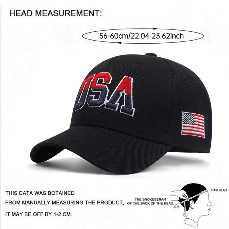 USA Side Flag Men's Hip Hop Hat, Street Style Baseball Hat for Women, Outdoor Sunshade Decorative Cap
