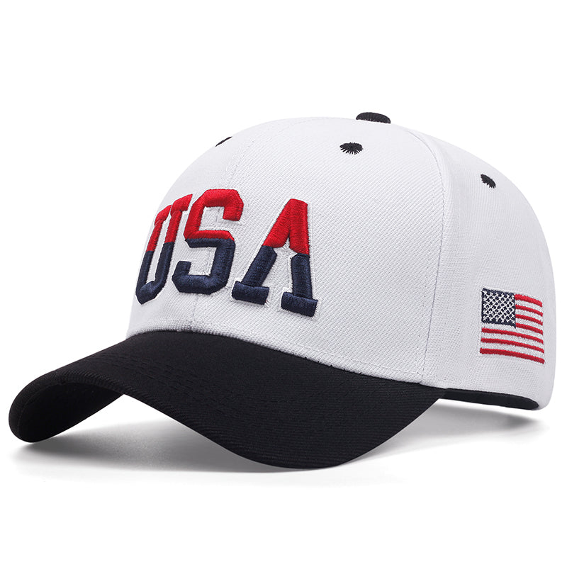 USA Side Flag Men's Hip Hop Hat, Street Style Baseball Hat for Women, Outdoor Sunshade Decorative Cap