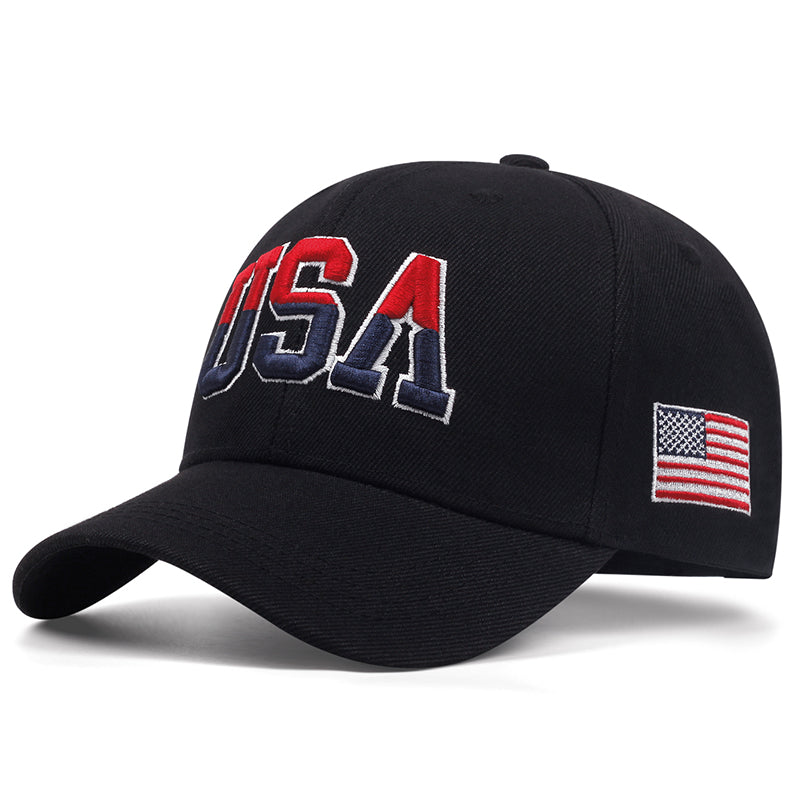 USA Side Flag Men's Hip Hop Hat, Street Style Baseball Hat for Women, Outdoor Sunshade Decorative Cap