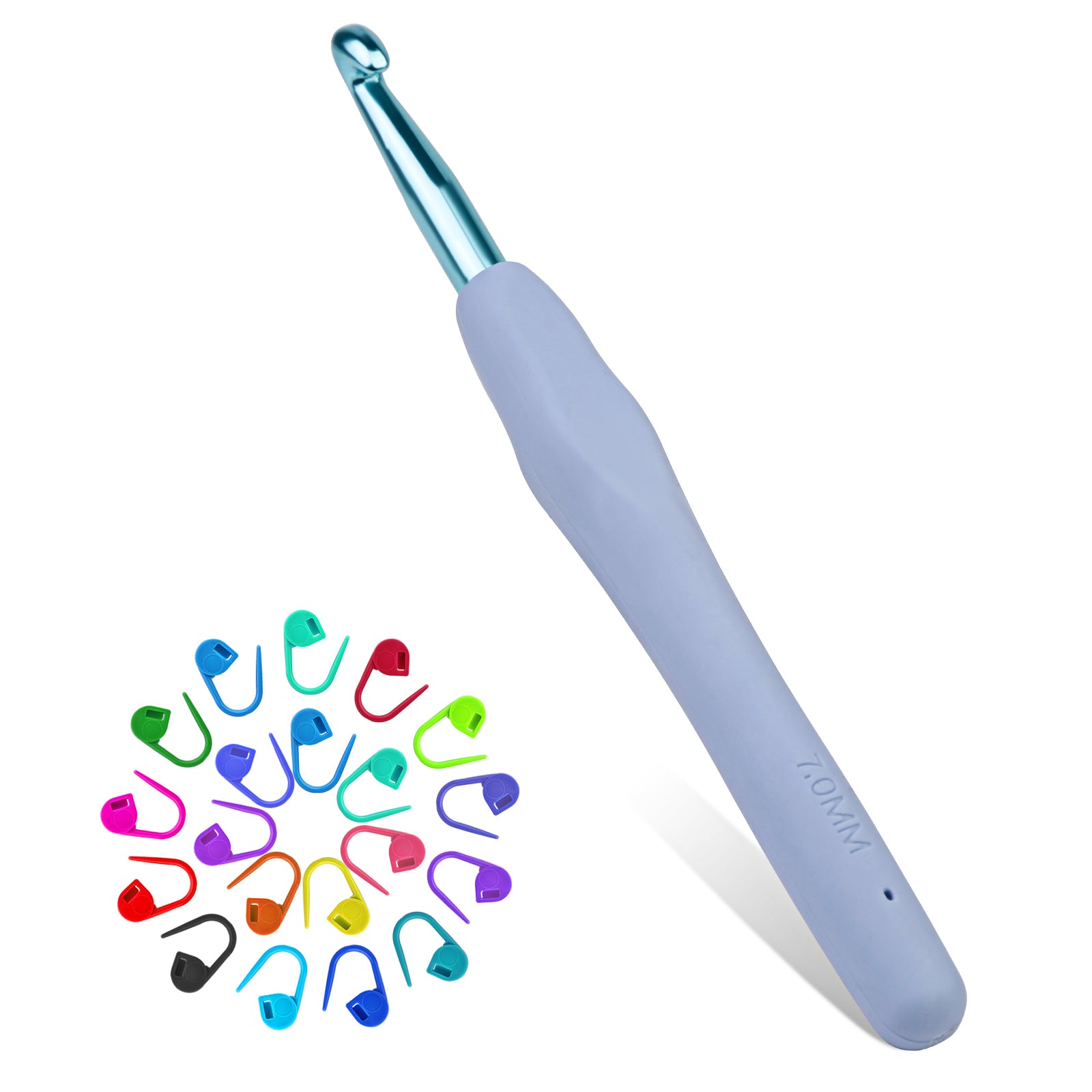 Ergonomic Handle Crochet Hooks & Knitting Needles with Stitch Markers – DIY Hand Knitting Craft Tools for Beginners