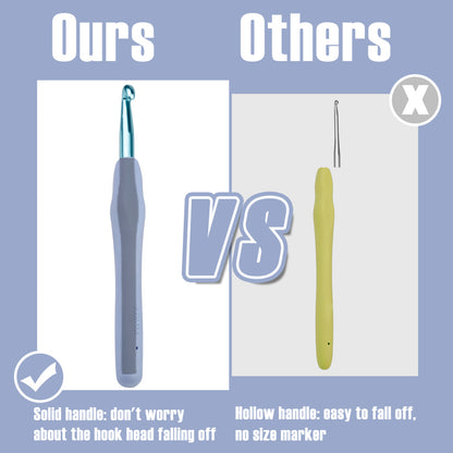 Ergonomic Handle Crochet Hooks & Knitting Needles with Stitch Markers – DIY Hand Knitting Craft Tools for Beginners