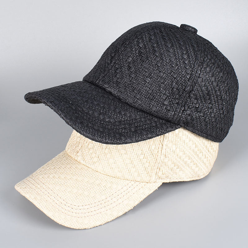 New Fashion Straw Sun Hat for Men Women, Summer Baseball Cap, Black White Snapback Dad Trucker Caps