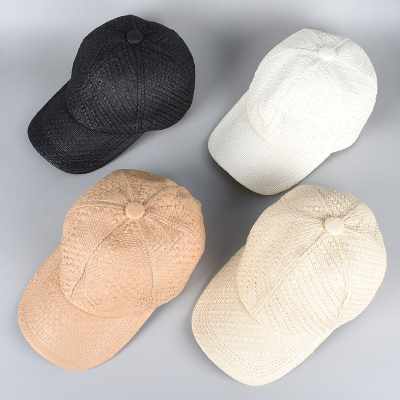 New Fashion Straw Sun Hat For Men Women Summer Baseball Cap Black White Snapback Dad Trucker Caps 1