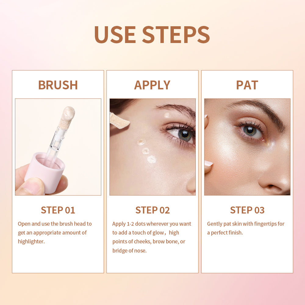 4Color Face Liquid Highlighter Bronzer, Contouring Highlight Fluid Makeup, Shimmer Shine Glow for Cheeks and Nose