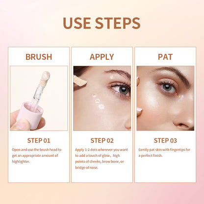 4Color Face Liquid Highlighter Bronzer, Contouring Highlight Fluid Makeup, Shimmer Shine Glow for Cheeks and Nose