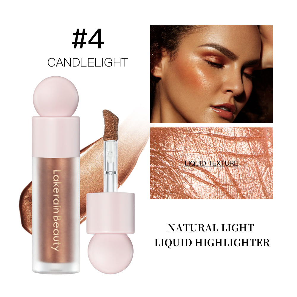 4Color Face Liquid Highlighter Bronzer, Contouring Highlight Fluid Makeup, Shimmer Shine Glow for Cheeks and Nose