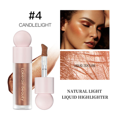4Color Face Liquid Highlighter Bronzer, Contouring Highlight Fluid Makeup, Shimmer Shine Glow for Cheeks and Nose