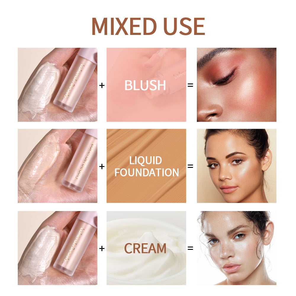 4Color Face Liquid Highlighter Bronzer, Contouring Highlight Fluid Makeup, Shimmer Shine Glow for Cheeks and Nose