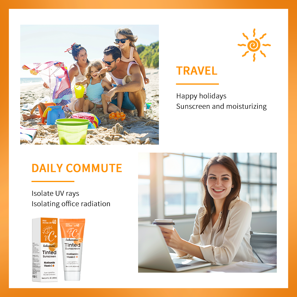 Tinted Moisturizing VC Sunscreen SPF40 Skin Protection Refreshing Makeup Sunscreen Cream With UV An 2