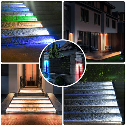 Outdoor LED Step Lamp Stair Light, IP67 Waterproof Solar Light, Anti-theft Lens Deck Pathway Garden Lighting
