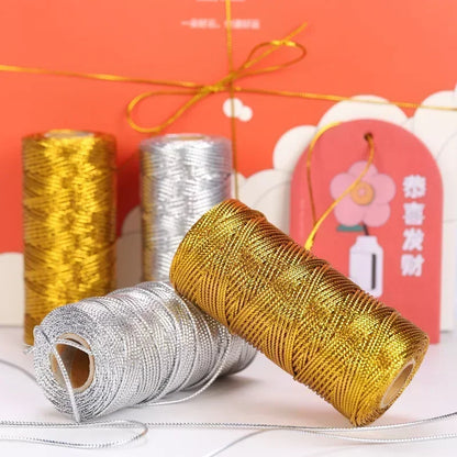 100M 1.5mm Macrame Cord Rope String, Gold & Silver Polyester Thread for DIY Jewelry Making, Sewing, and Crafts
