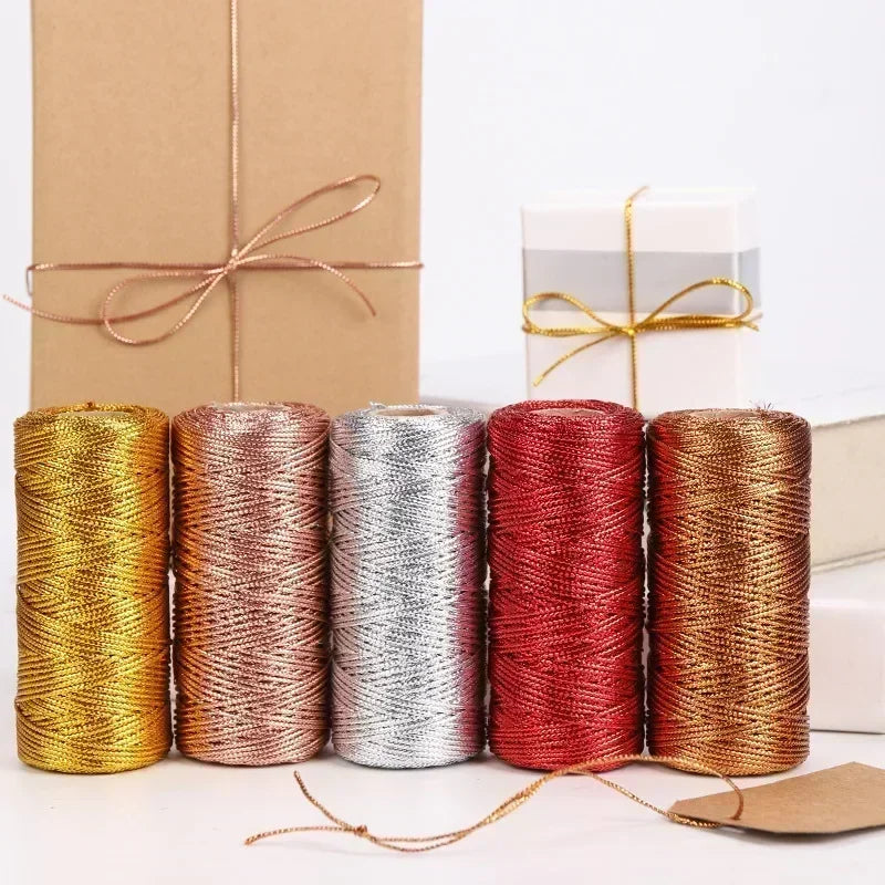 100M 1.5mm Macrame Cord Rope String, Gold & Silver Polyester Thread for DIY Jewelry Making, Sewing, and Crafts