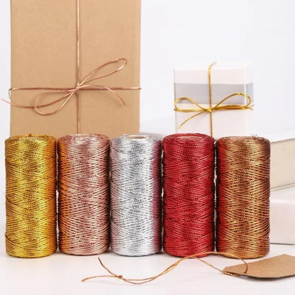 100M 1.5mm Macrame Cord Rope String, Gold & Silver Polyester Thread for DIY Jewelry Making, Sewing, and Crafts