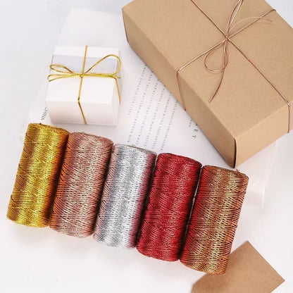 100M 1.5mm Macrame Cord Rope String, Gold & Silver Polyester Thread for DIY Jewelry Making, Sewing, and Crafts